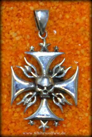 Kreuz mit Totenkopf Sterlingsilber
