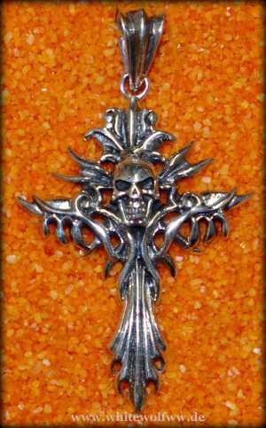 Kreuz mit Totenkopf Sterlingsilber