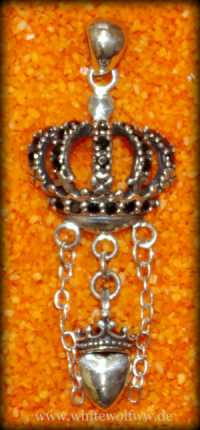 Silber-Anh�nger Krone und Herz mit Onix Sterlingsilber