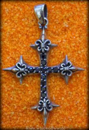 Anhnger Kreuz mit Onix Sterlingsilber