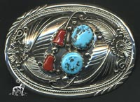 Sterlingsilber Buckle Floral T�rkis Koralle