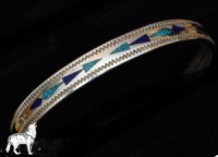 Armreif Sterlingsilber Indian Design Trkis/Lapis Chip Inlay