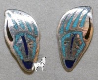 Ohrstecker Sterlingsilber Brentatze mit Trkis/Lapis