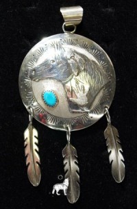 Anhnger Sterlingsilber Pferd mit Trkis